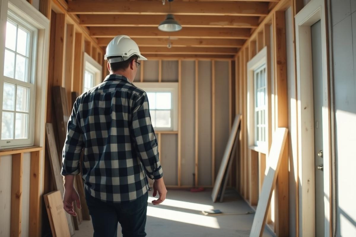 A real estate investor walking through a house under renovation